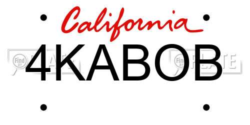4KABOB California License Plate