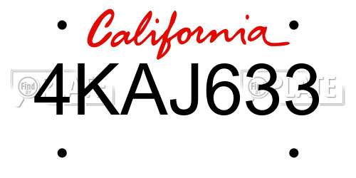 4KAJ633 California License Plate
