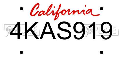 4KAS919 California License Plate