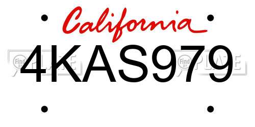 4KAS979 California License Plate