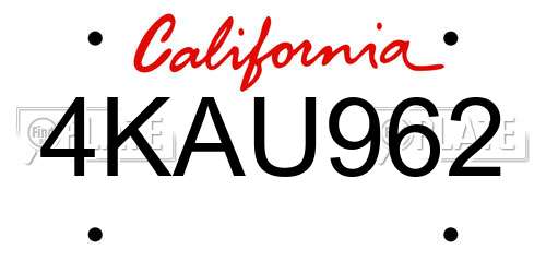 4KAU962 California License Plate