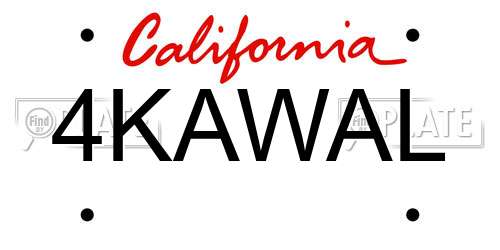 4KAWAL California License Plate