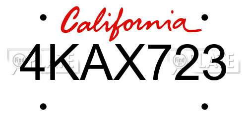 4KAX723 California License Plate