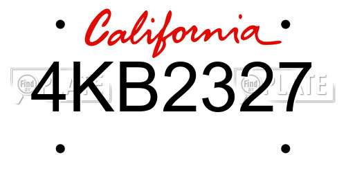 4KB2327 California License Plate