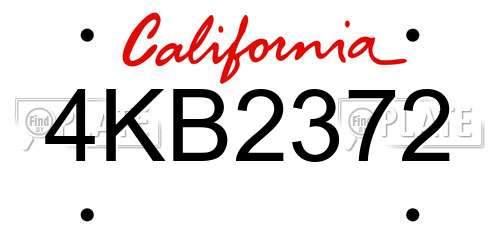 4KB2372 California License Plate