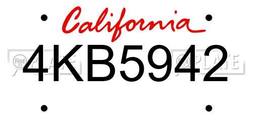 4KB5942 California License Plate
