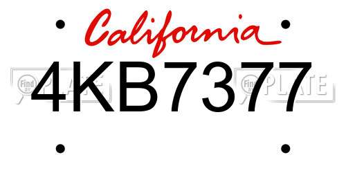 4KB7377 California License Plate