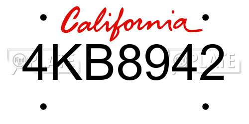 4KB8942 California License Plate