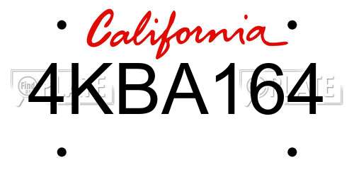 4KBA164 California License Plate