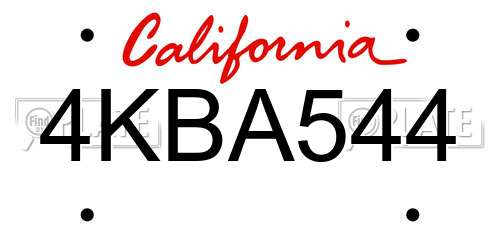 4KBA544 California License Plate