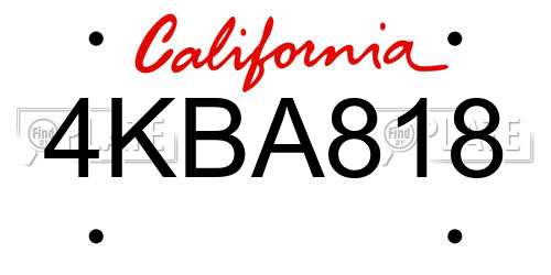 4KBA818 California License Plate