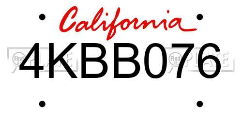 4KBB076 California License Plate