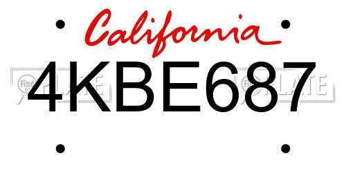 4KBE687 California License Plate
