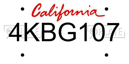4KBG107 California License Plate