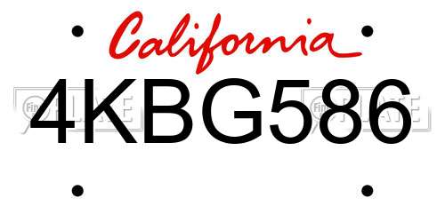 4KBG586 California License Plate