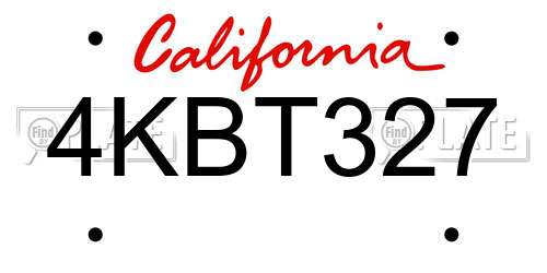 4KBT327 California License Plate