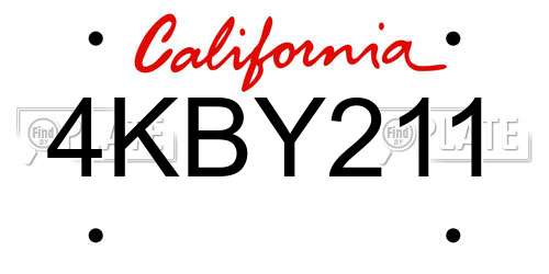 4KBY211 California License Plate