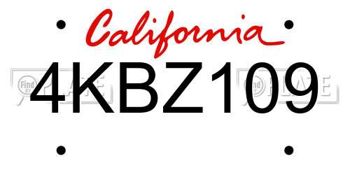 4KBZ109 California License Plate