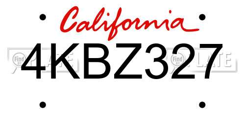 4KBZ327 California License Plate
