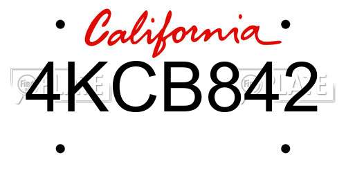 4KCB842 California License Plate