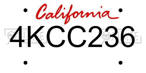 4KCC236 California License Plate