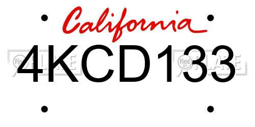 4KCD133 California License Plate
