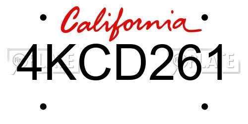 4KCD261 California License Plate