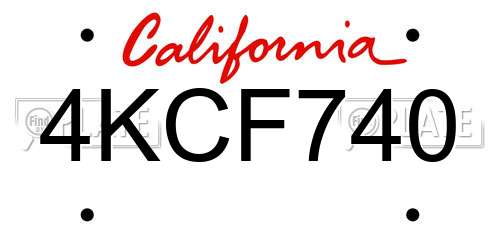 4KCF740 California License Plate