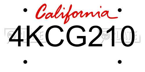 4KCG210 California License Plate