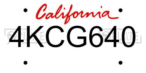 4KCG640 California License Plate