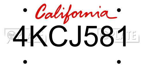 4KCJ581 California License Plate