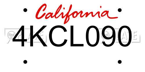 4KCL090 California License Plate