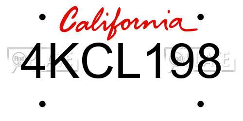 4KCL198 California License Plate