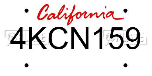 4KCN159 California License Plate