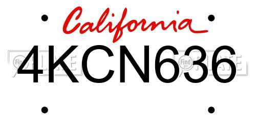 4KCN636 California License Plate