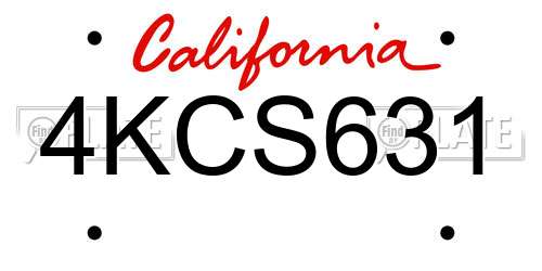 4KCS631 California License Plate