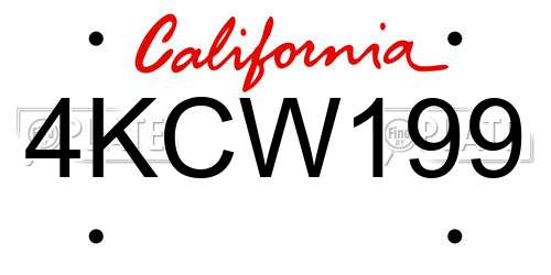 4KCW199 California License Plate