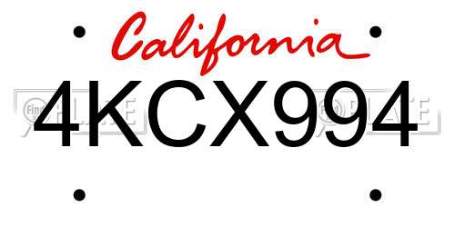4KCX994 California License Plate