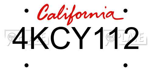 4KCY112 California License Plate