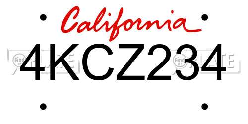 4KCZ234 California License Plate