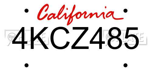 4KCZ485 California License Plate