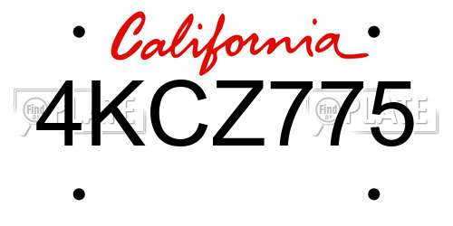 4KCZ775 California License Plate