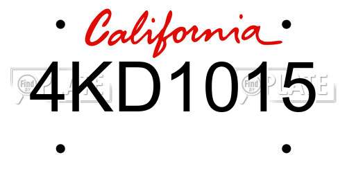 4KD1015 California License Plate