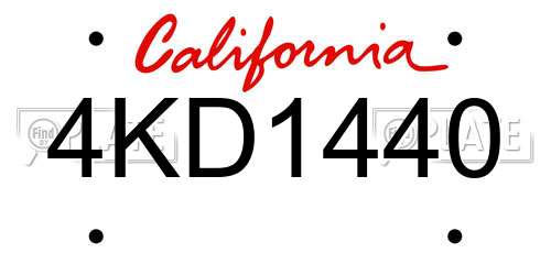 4KD1440 California License Plate