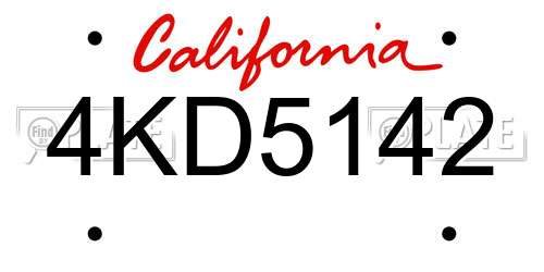 4KD5142 California License Plate