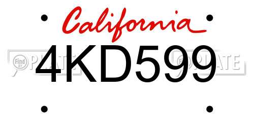 4KD599 California License Plate