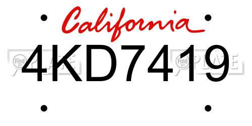 4KD7419 California License Plate