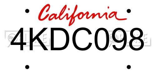 4KDC098 California License Plate