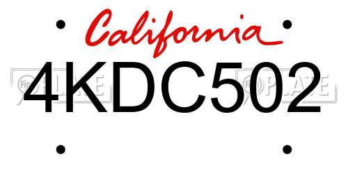 4KDC502 California License Plate