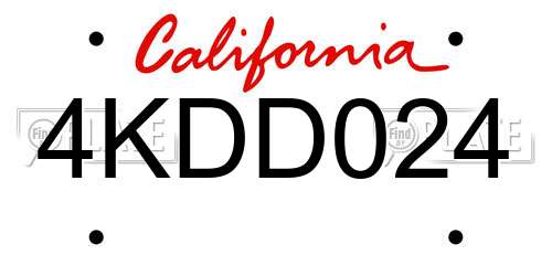 4KDD024 California License Plate
